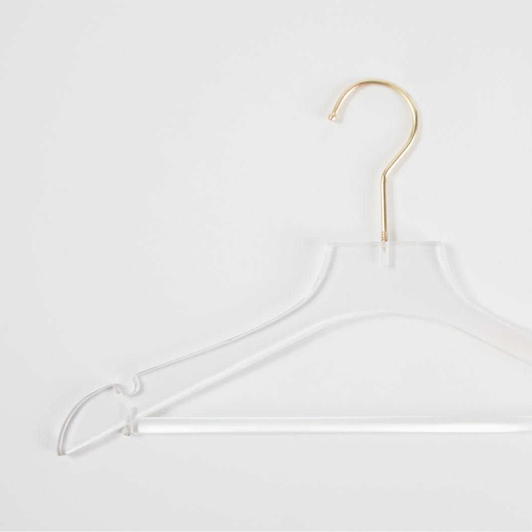 Hangers / Gold & Acrylic Shirt Hanger with Bar